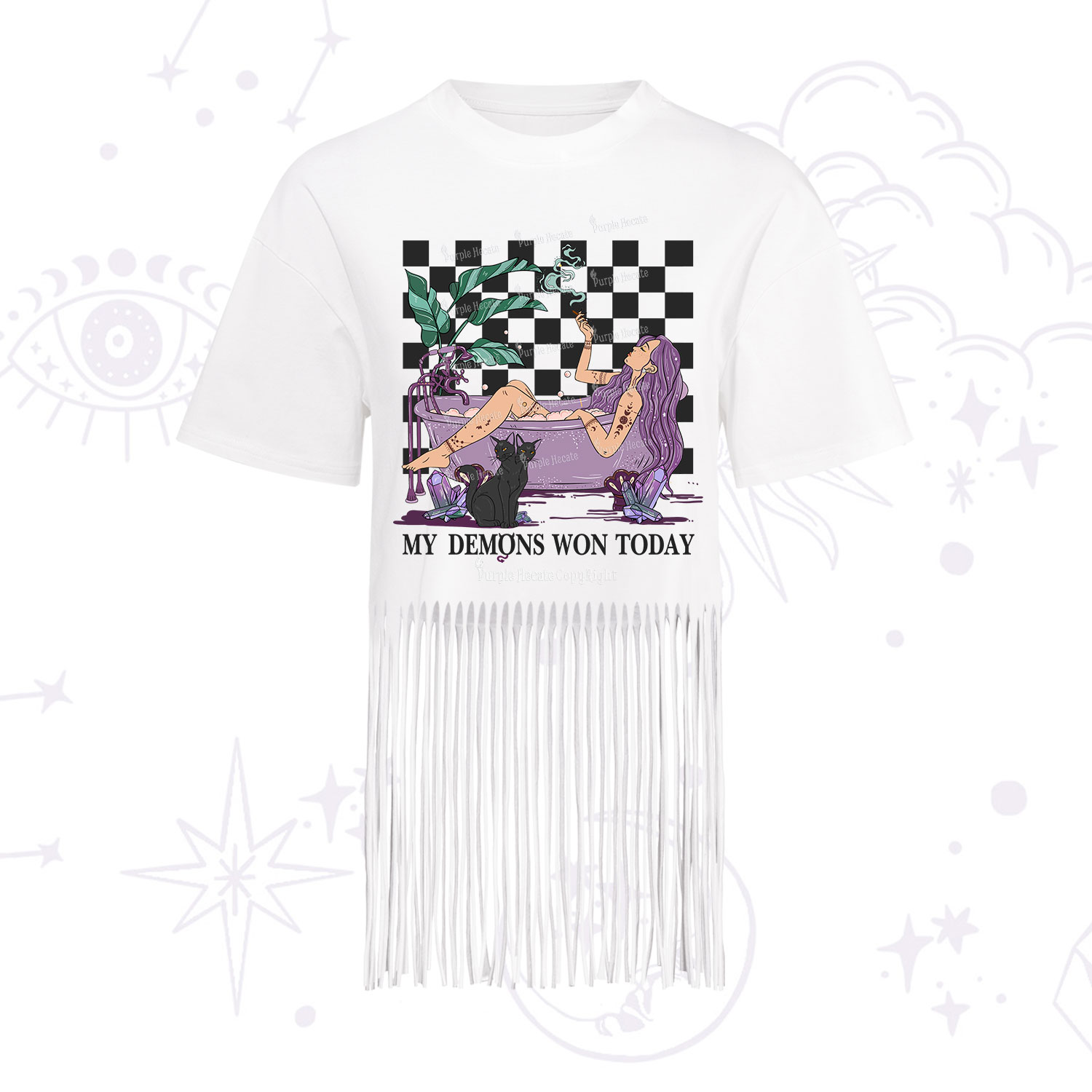 Purplehecate My Demons Won Today Fringe Hem T-Shirt