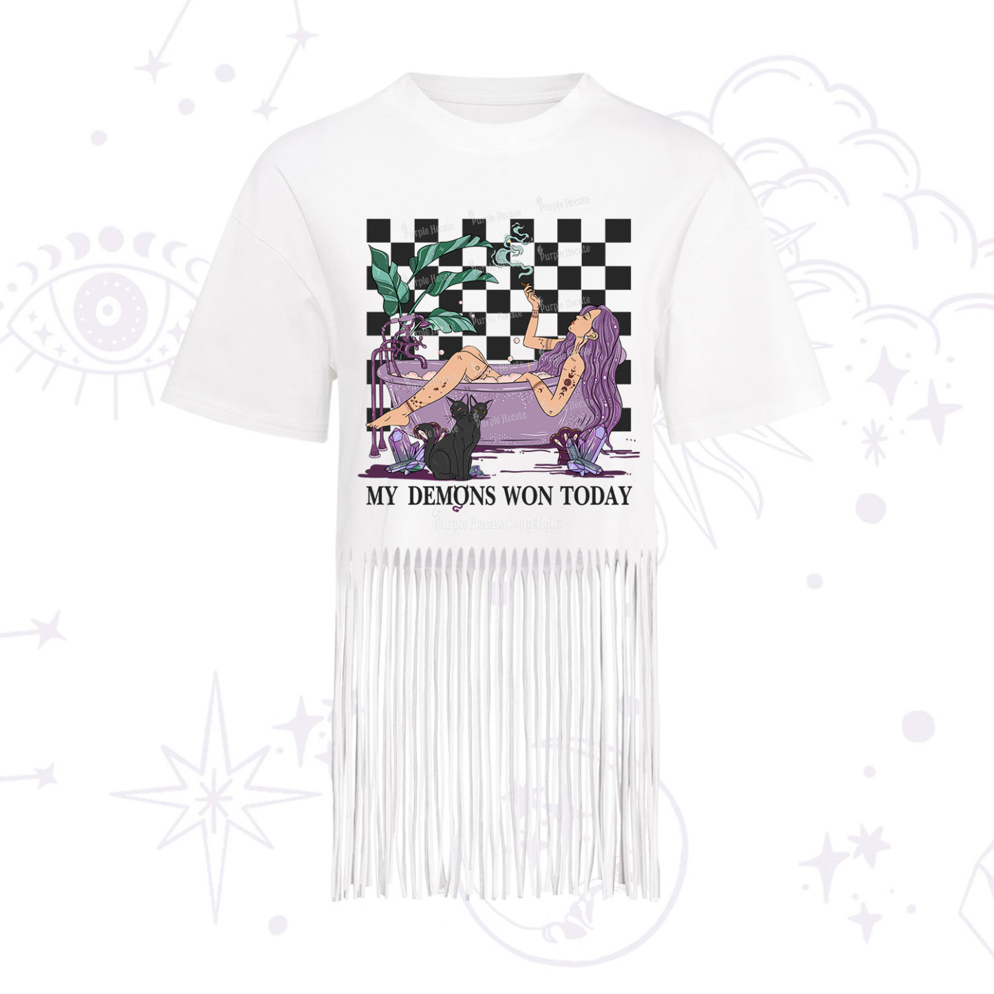 Purplehecate My Demons Won Today Fringe Hem T-Shirt