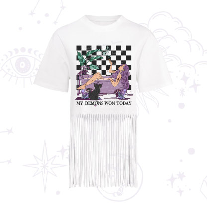 Purplehecate My Demons Won Today Fringe Hem T-Shirt