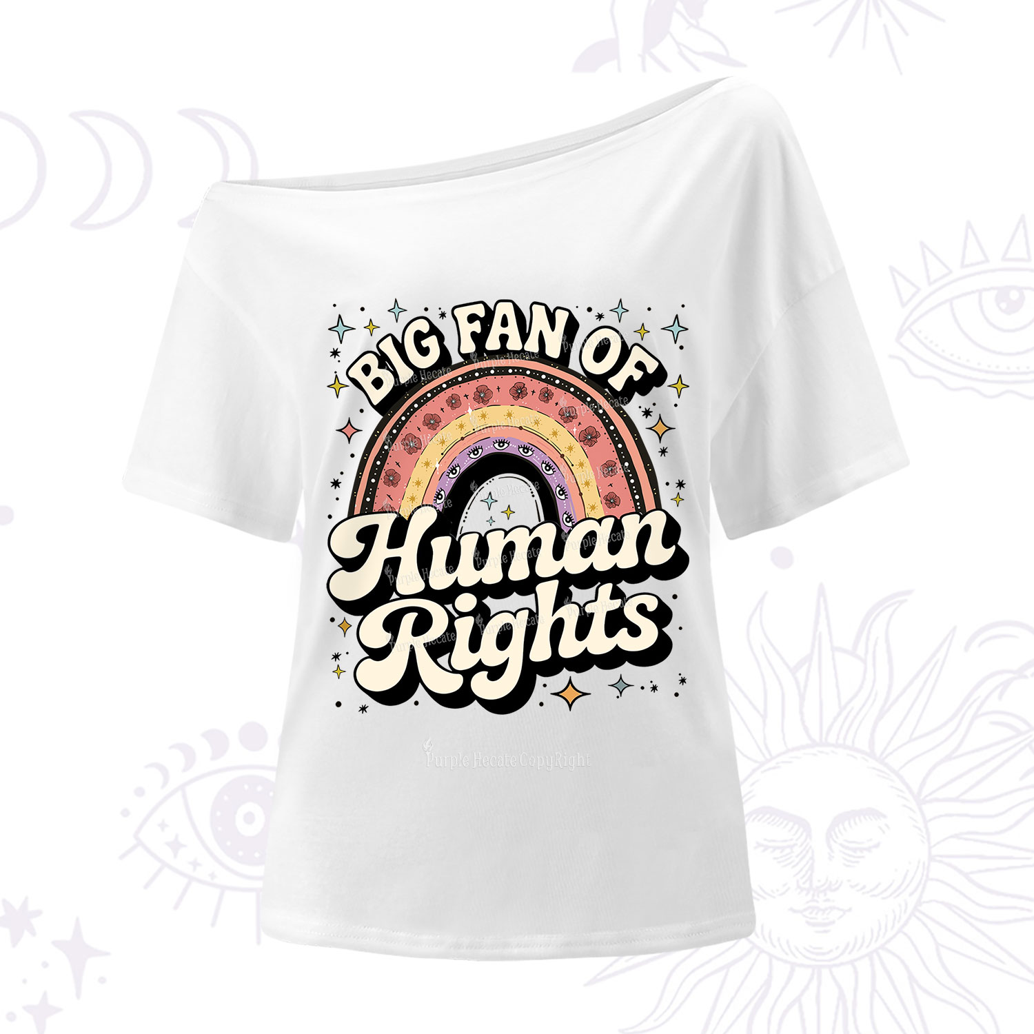 Purplehecate Big Fan Of Human Rights Rainbow One Shoulder T-Shirt