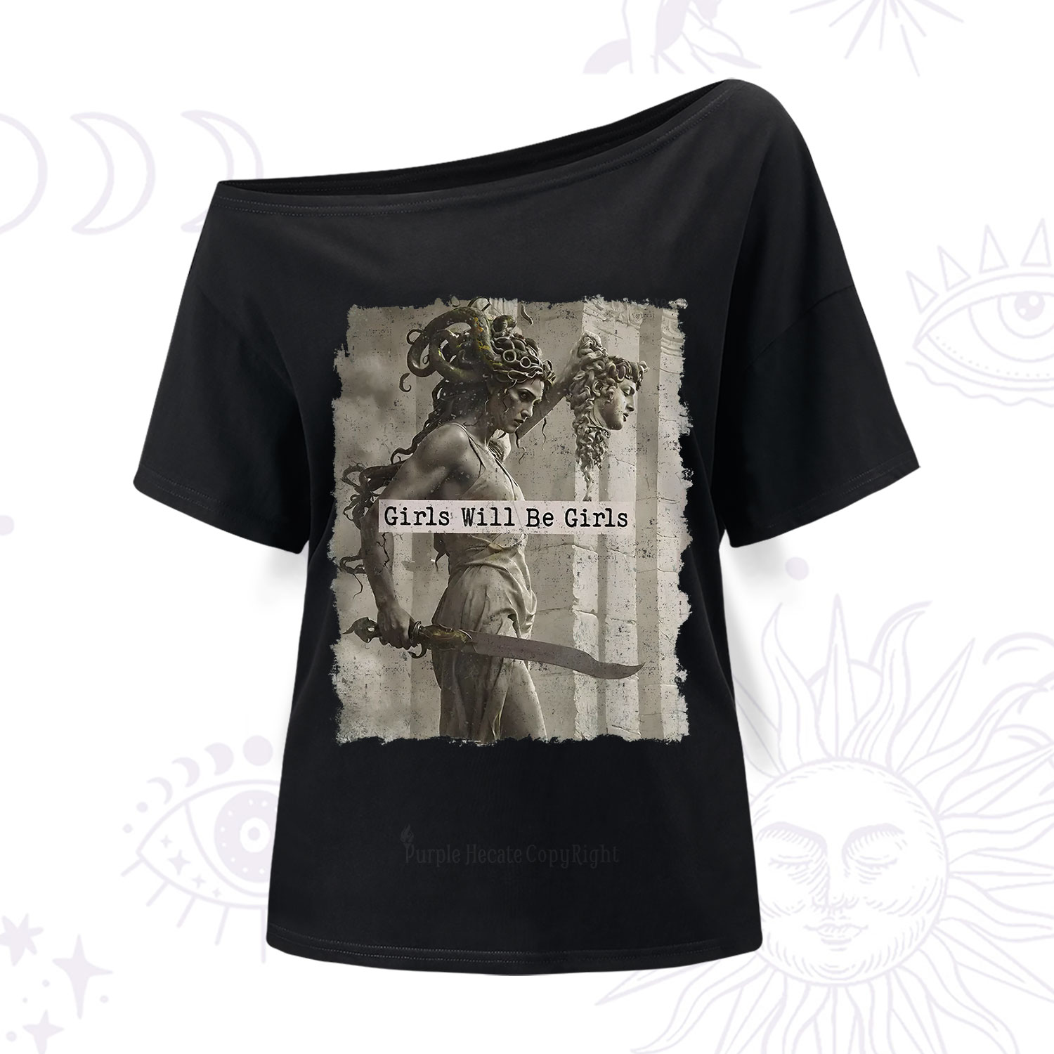 Purplehecate Medusa Girls Will Be Girls One Shoulder T-Shirt