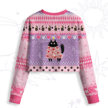 Purplehecate Funny Black Cat in Tree Crop Fuzzy Ugly Sweatshirt