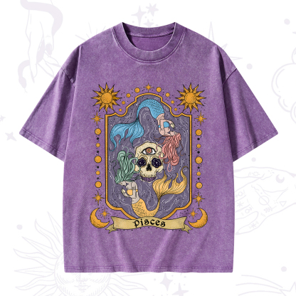 Purplehecate Pisces Zodiac Washed T-Shirt