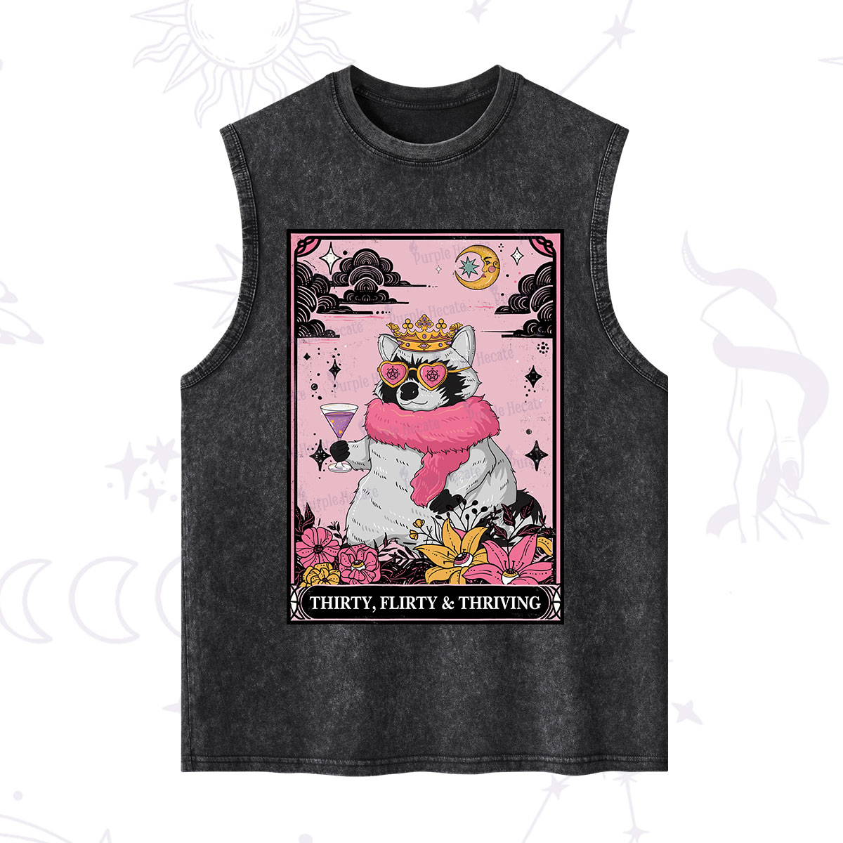 Purplehecate The Thirty Flirty Thriving Oracle Card Washed Tank