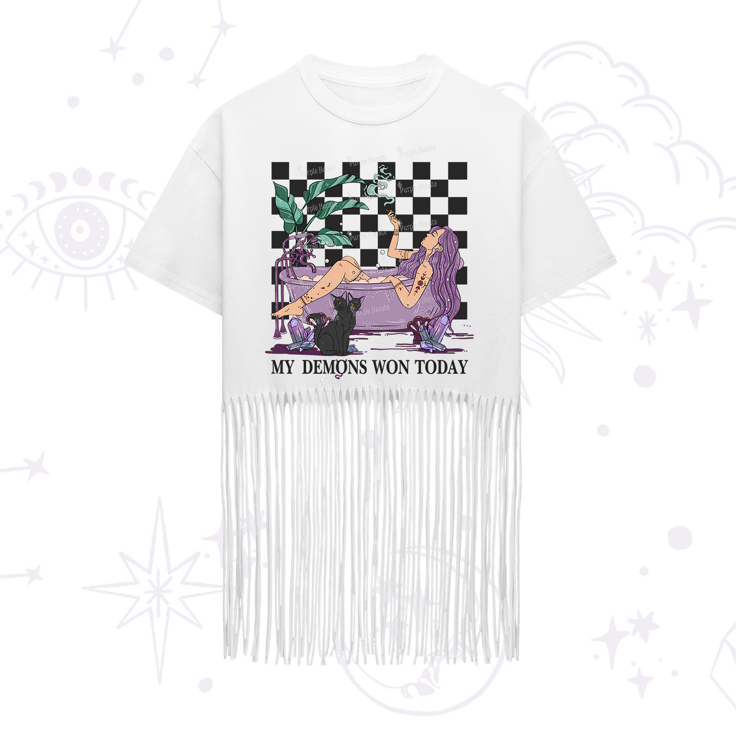 Purplehecate My Demons Won Today Fringe Hem T-Shirt