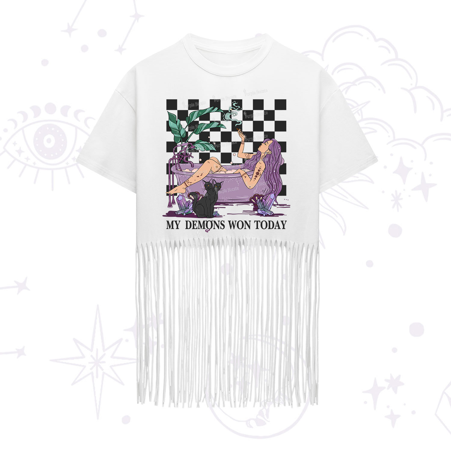 Purplehecate My Demons Won Today Fringe Hem T-Shirt