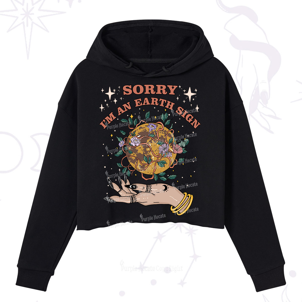 Purplehecate Sorry I'm An Earth Sign Crop Hoodie