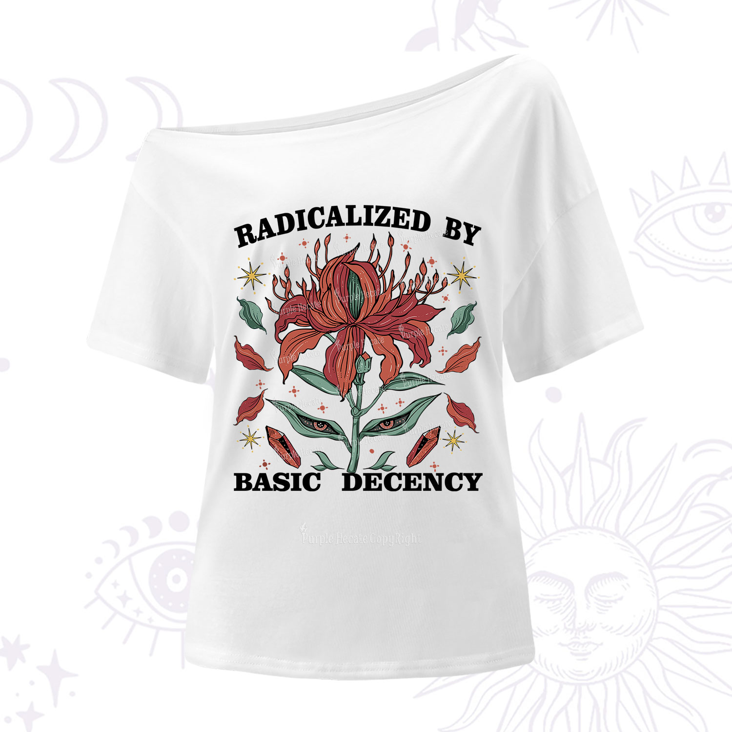 Purplehecate Radicalized By Basic Decency One Shoulder T-Shirt