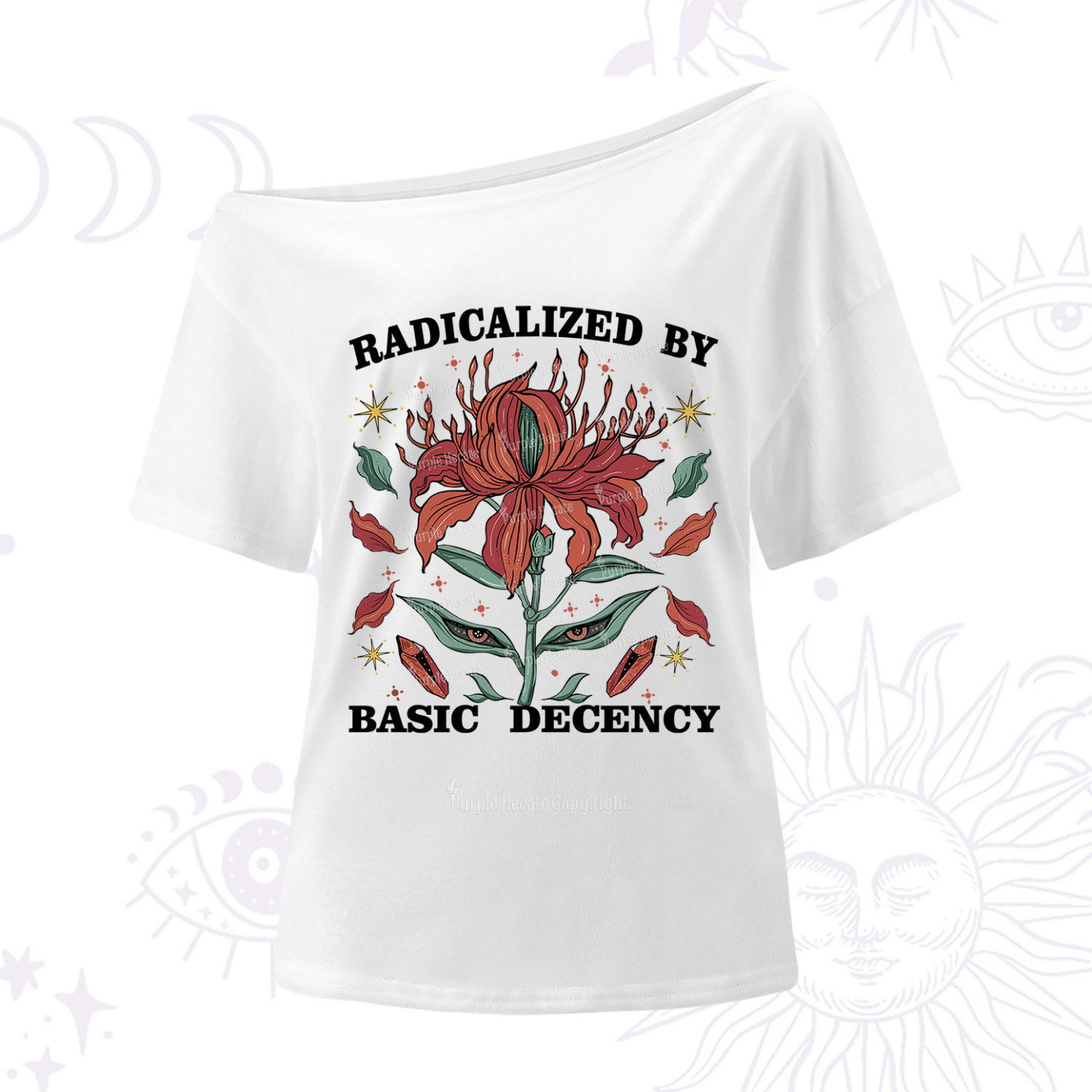 Purplehecate Radicalized By Basic Decency One Shoulder T-Shirt