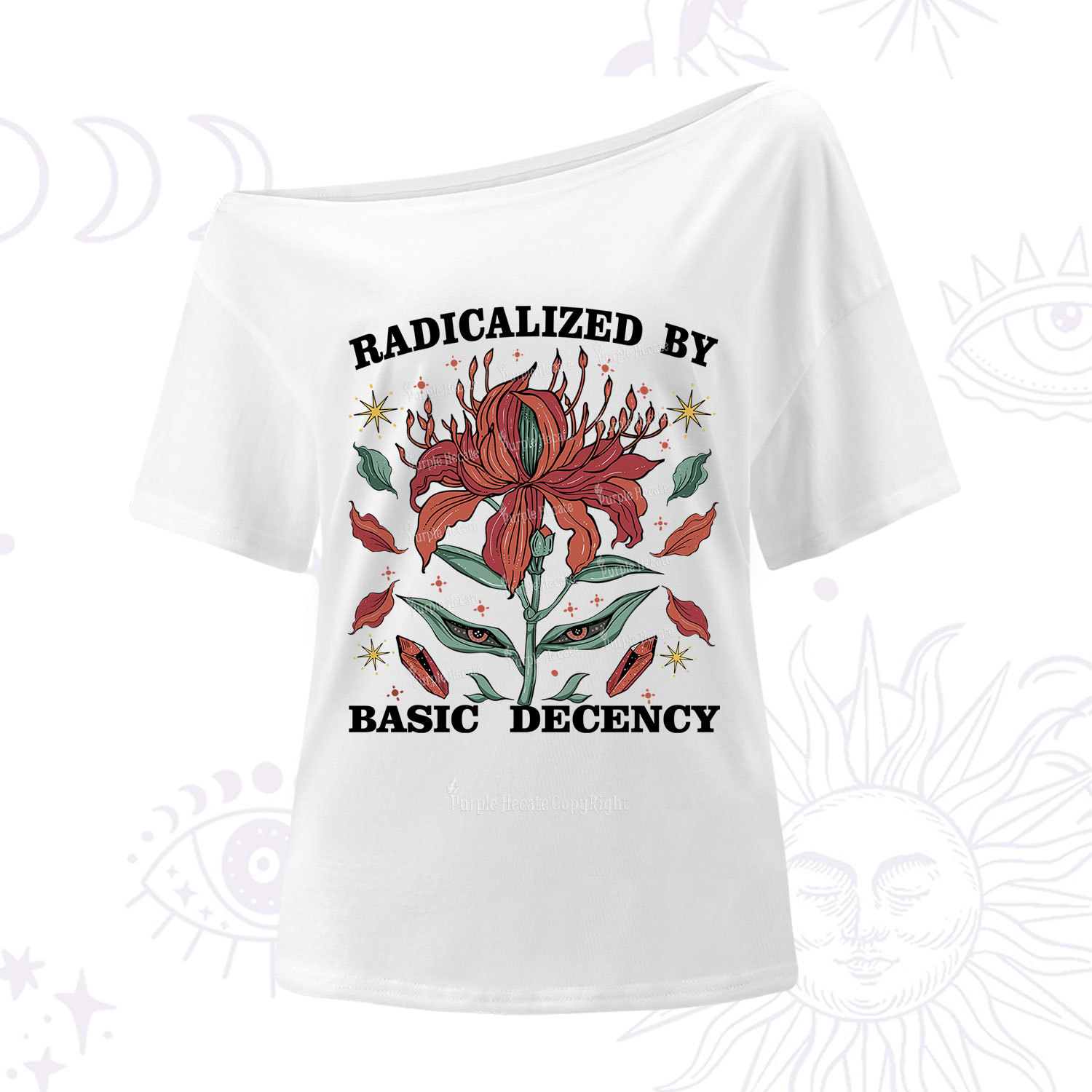 Purplehecate Radicalized By Basic Decency One Shoulder T-Shirt