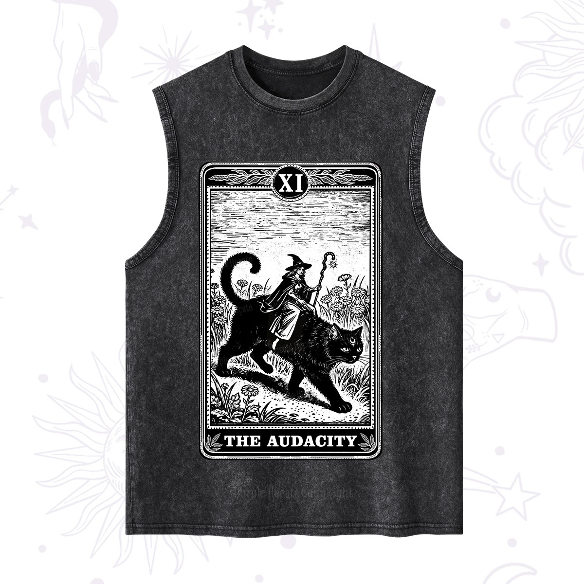 Purplehecate The Audacity Wizard Cat Tarot Washed Tank