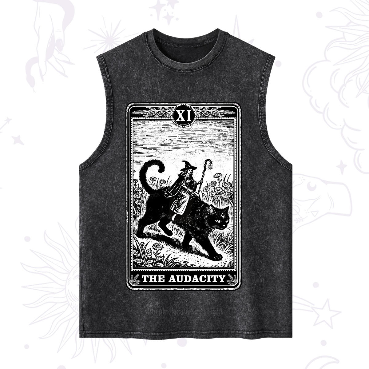 Purplehecate The Audacity Wizard Cat Tarot Washed Tank