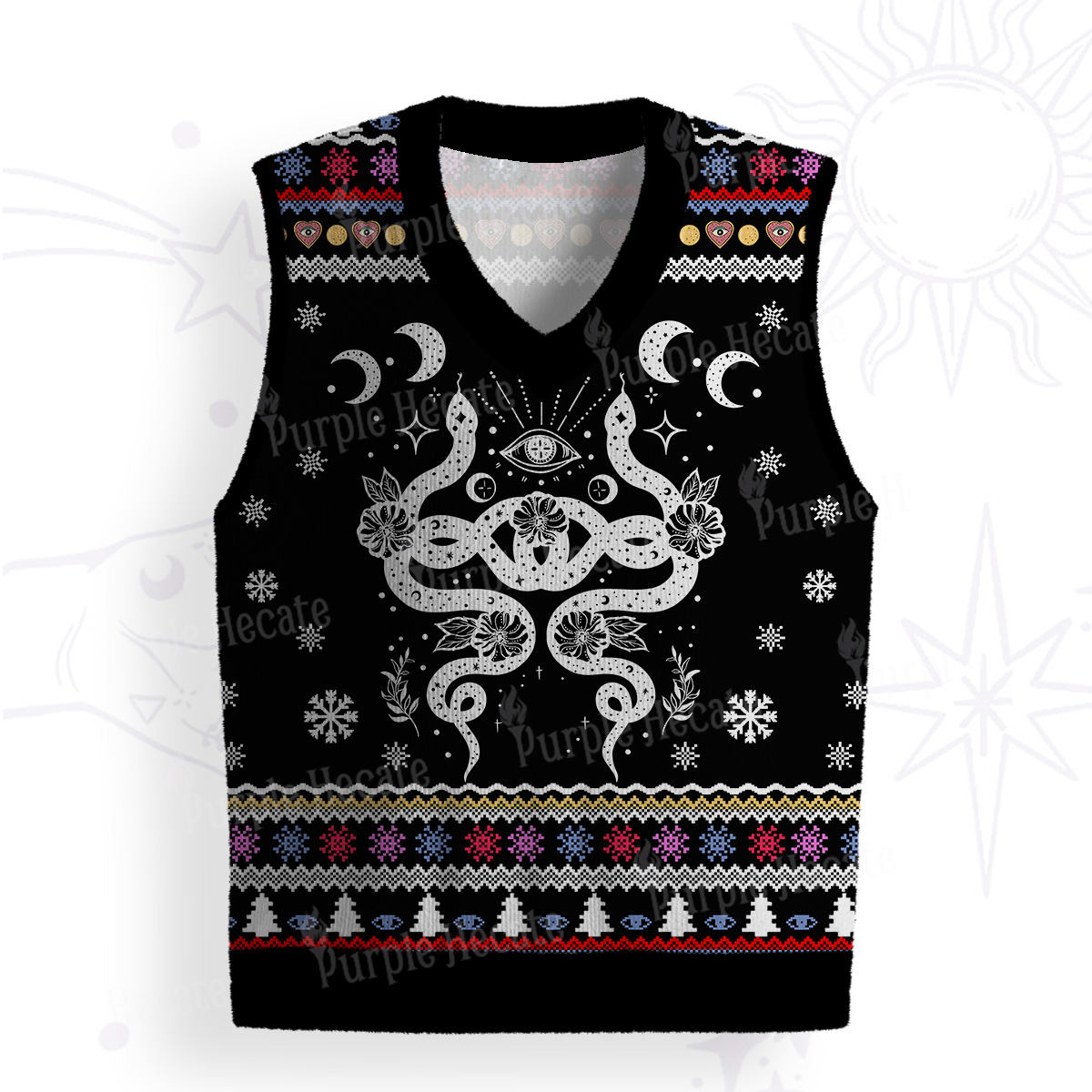 Purplehecate Lunar Serpent Alchemy Ugly Sweater Vest