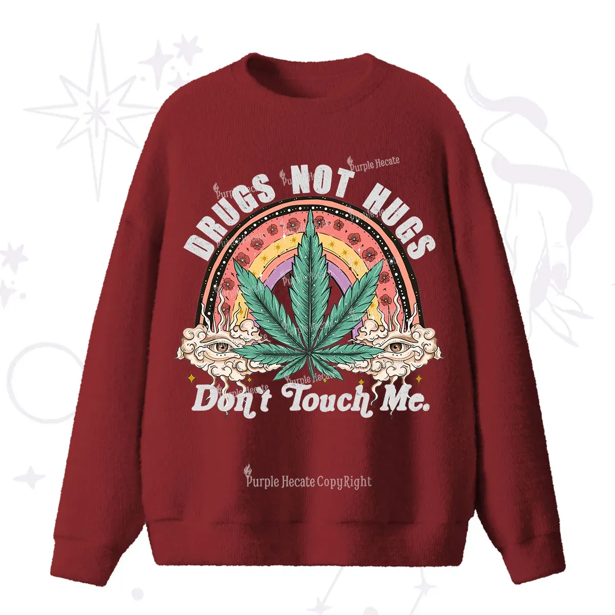 Purplehecate Drugs Not Hugs Fuzzy Ugly Sweater