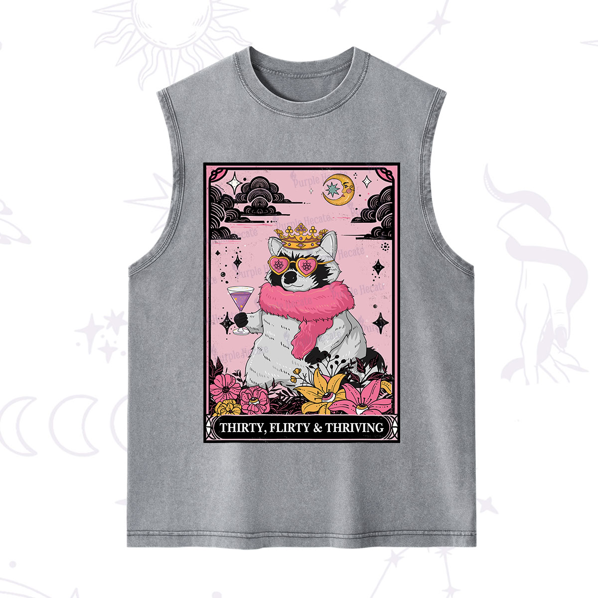 Purplehecate The Thirty Flirty Thriving Oracle Card Washed Tank