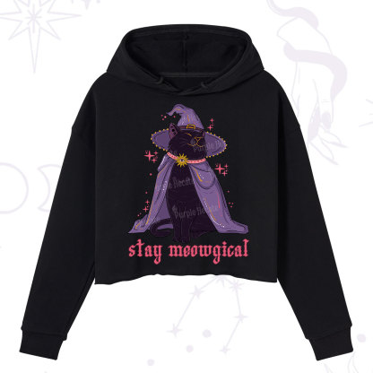 Purplehecate Stay Meowgical Cat Crop Hoodie