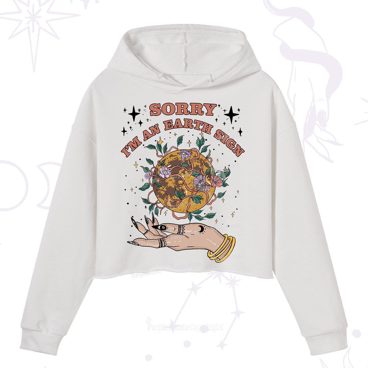 Purplehecate Sorry I'm An Earth Sign Crop Hoodie