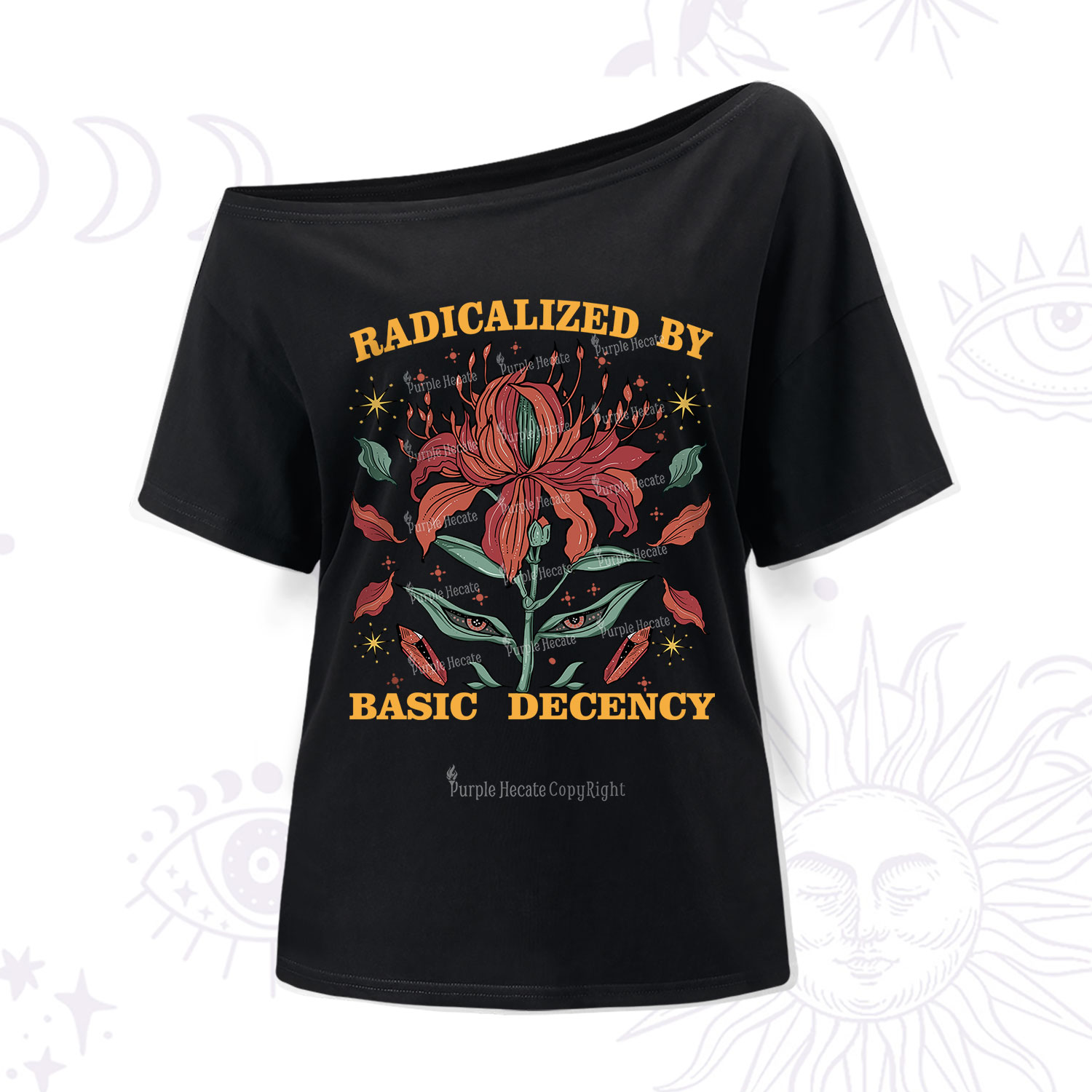Purplehecate Radicalized By Basic Decency One Shoulder T-Shirt