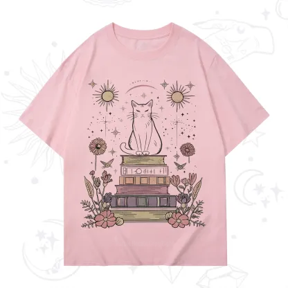 Purplehecate Mystical Cat Reading a Witchy Book T-Shirt