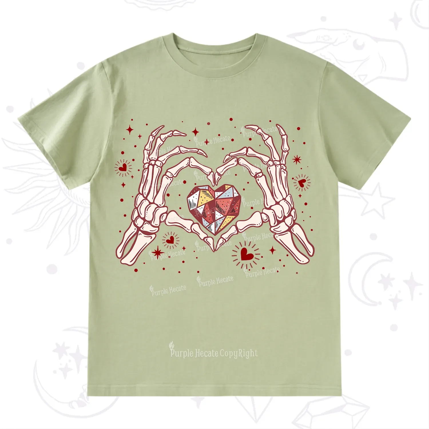 Purplehecate Skeleton Love Hands Valentine T-Shirt