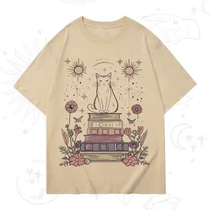 Purplehecate Mystical Cat Reading a Witchy Book T-Shirt
