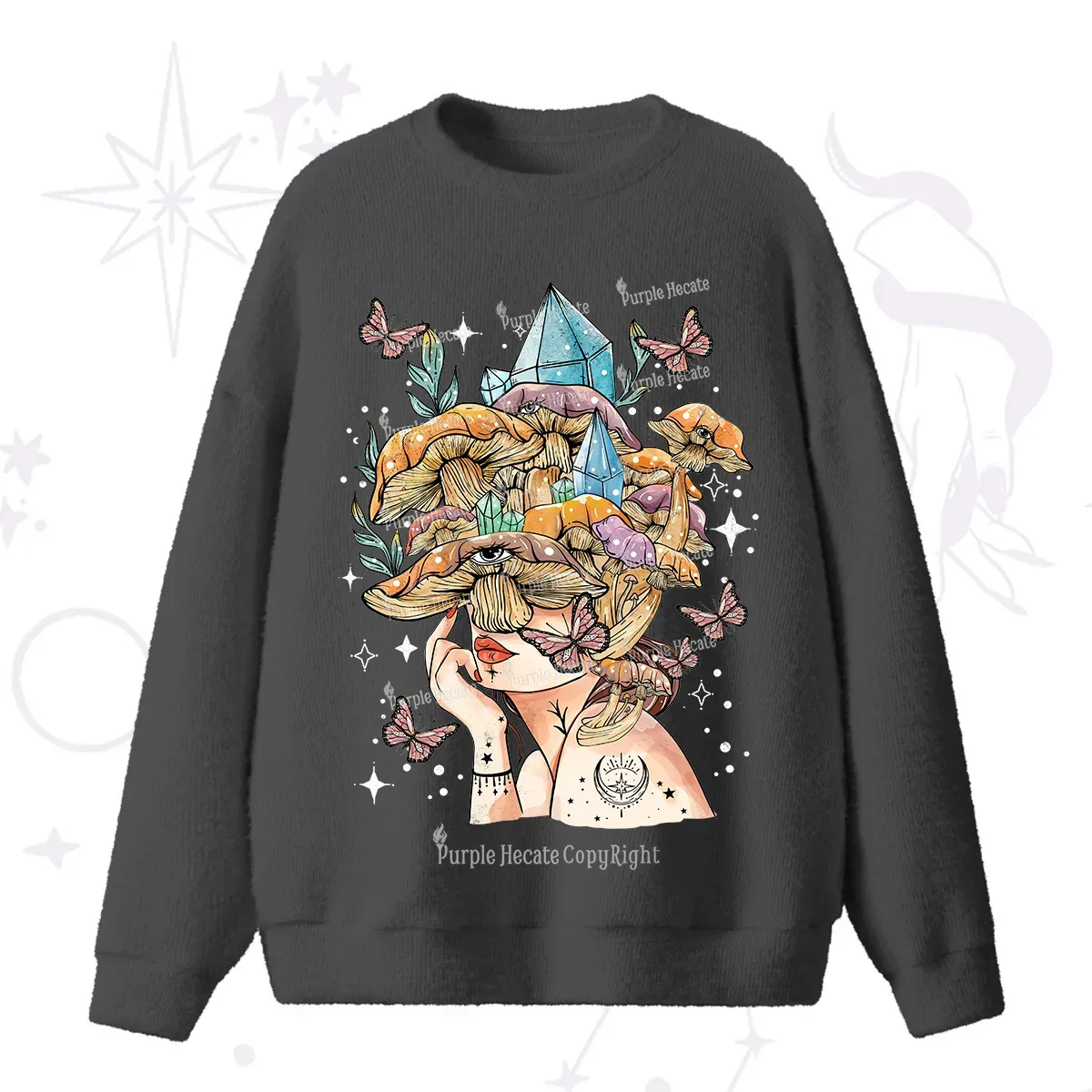 Purplehecate Crystal Goddess Fuzzy Ugly Sweater