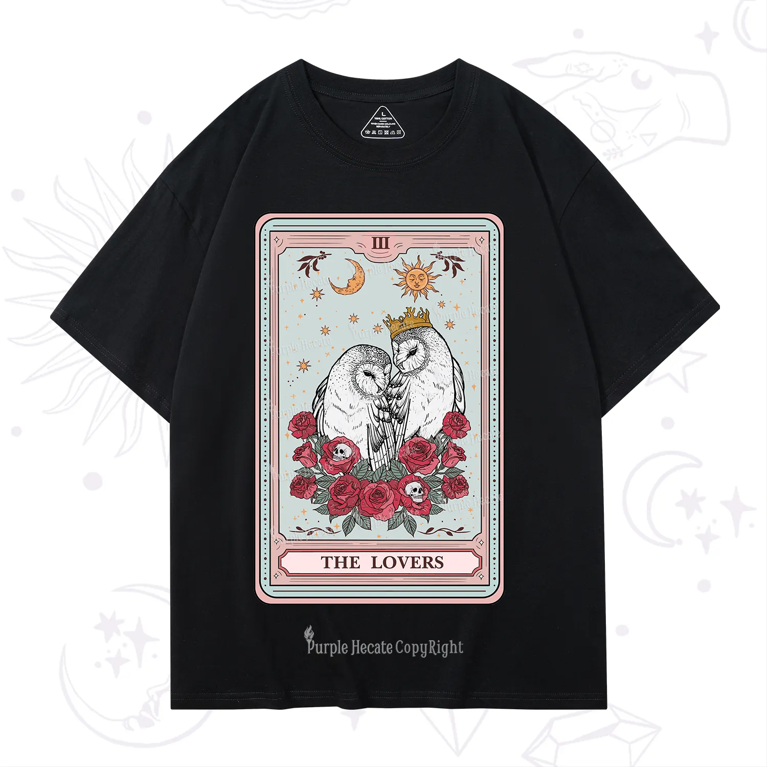 Purplehecate The Lovers Owls Tarot Card T-Shirt
