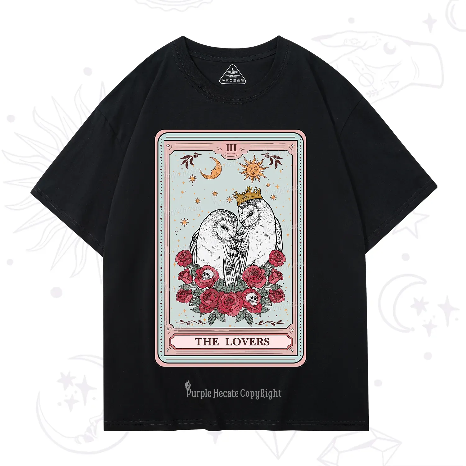 Purplehecate The Lovers Owls Tarot Card T-Shirt