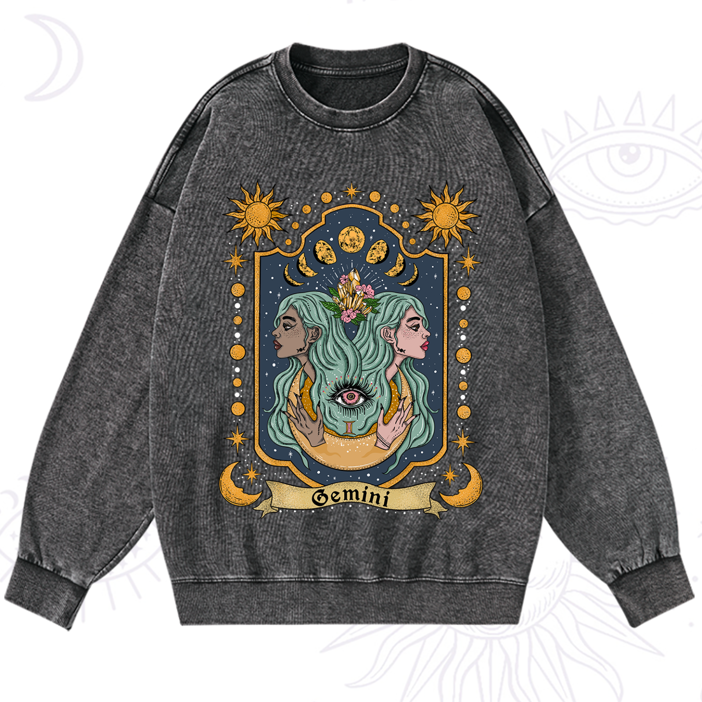 Magic Purplehecate Gemini Zodiac Washed Sweatshirt