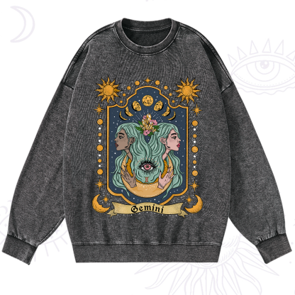 Purplehecate Gemini Zodiac Washed Sweatshirt