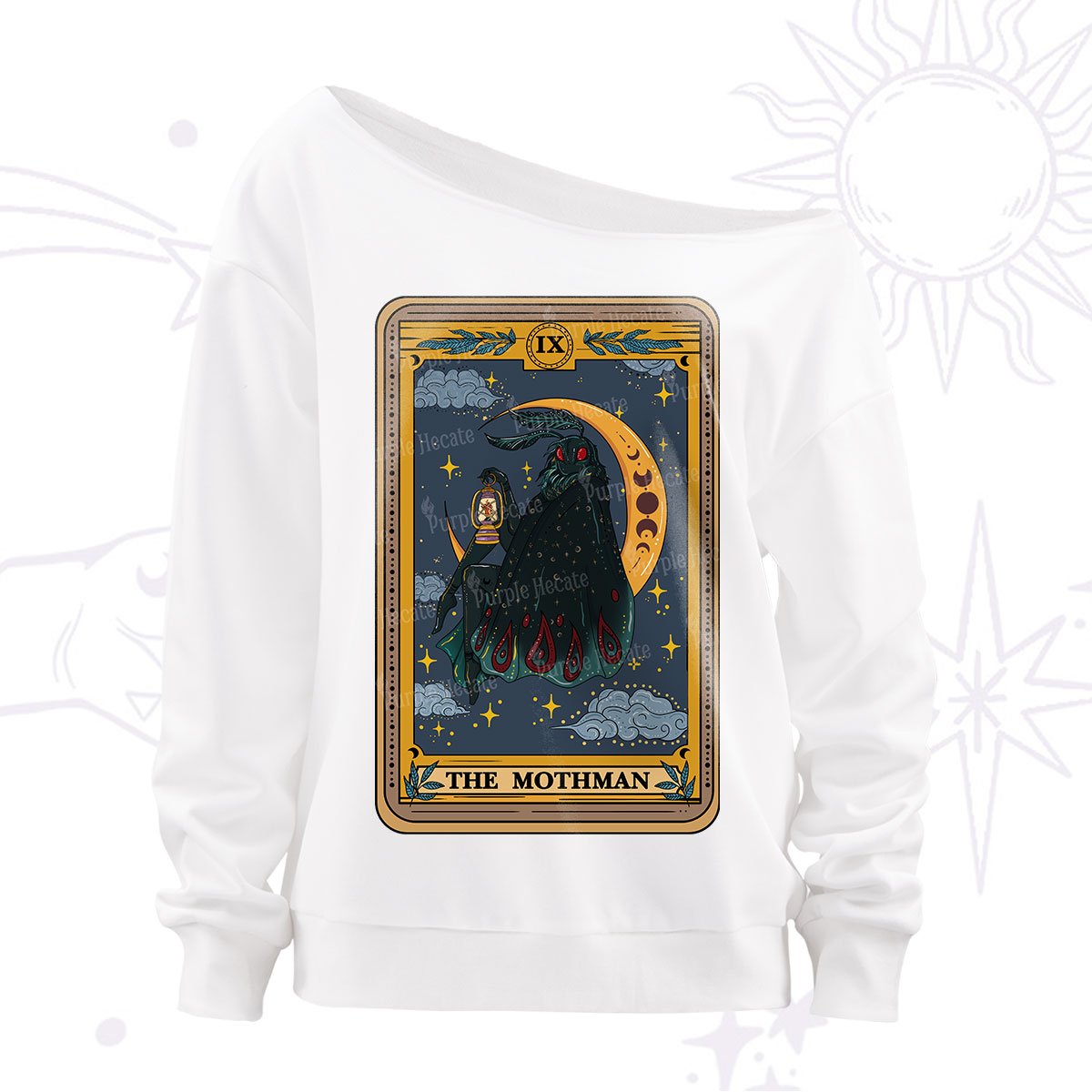 Purplehecate The Mothmen Tarot Off The Shoulder Sweatshirt