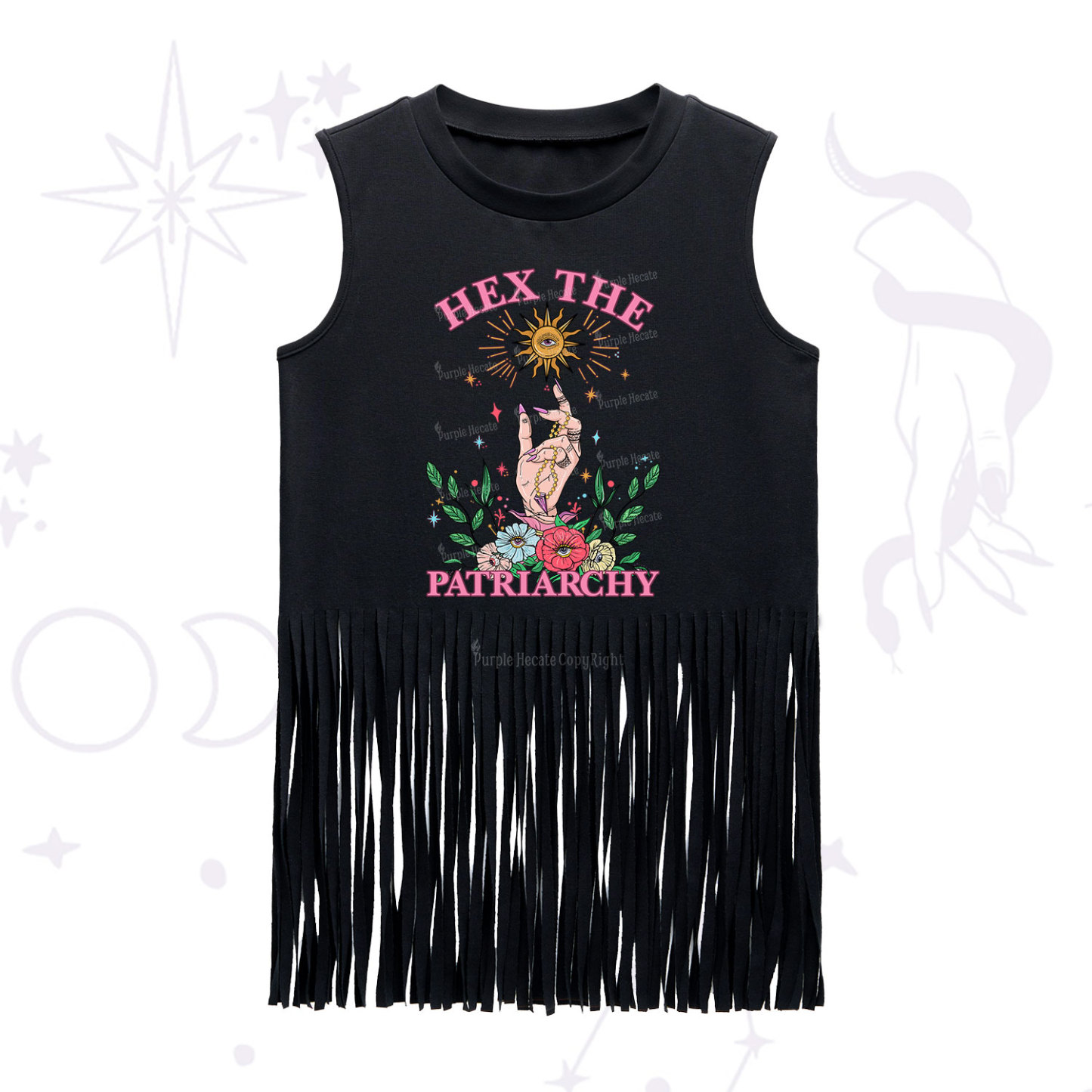 Purplehecate Hex The Patriarchy Witchy Fringe Tank Top