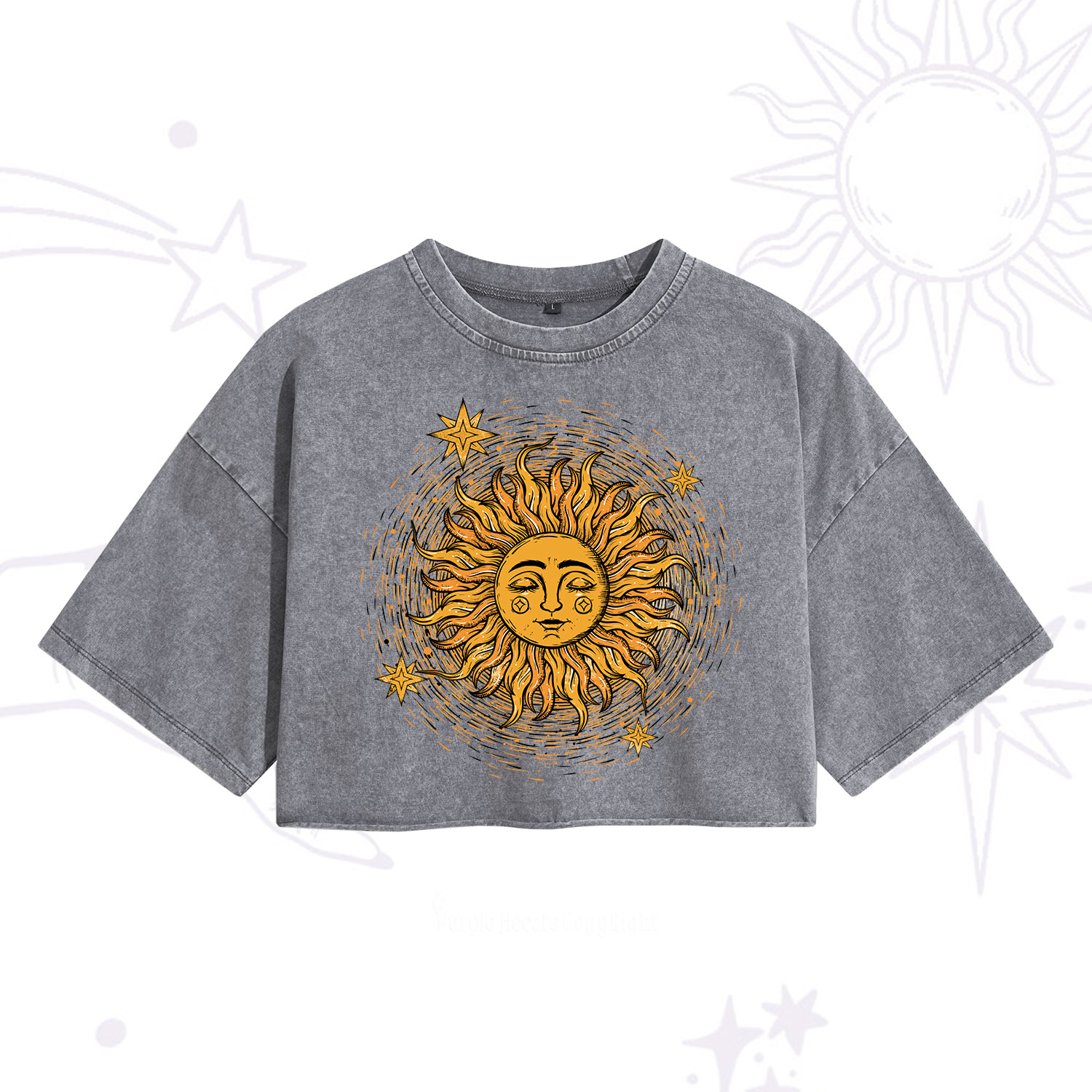 Purplehecate Celestial Sun Washed Cropped T-Shirt