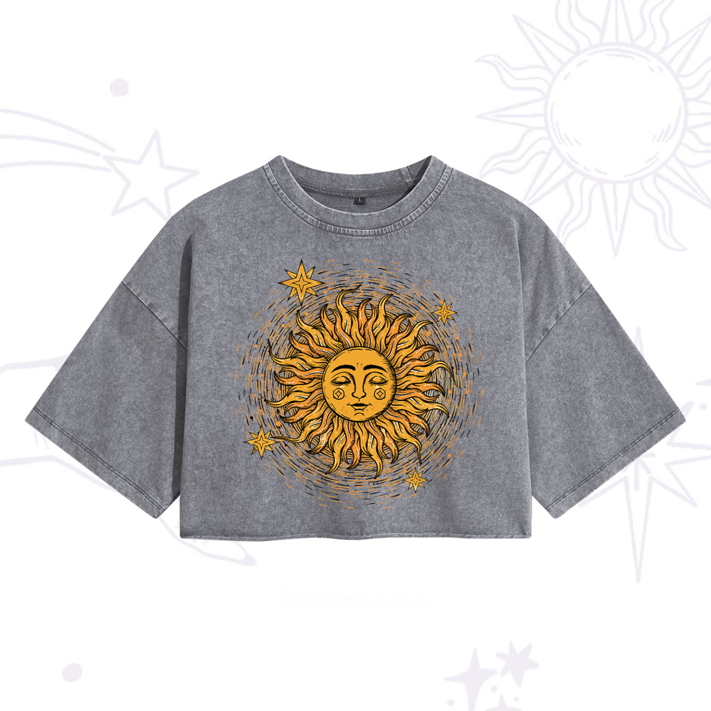 Purplehecate Celestial Sun Washed Cropped T-Shirt