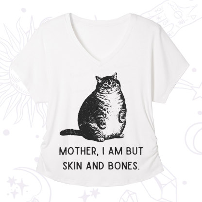 Purplehecate Cat Mother I Am But Skin And Bones V-Neck T-Shirt