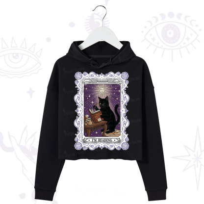 Purplehecate The Reading Cat Tarot Crop Hoodie