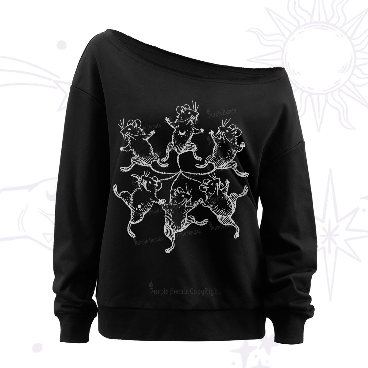 Purplehecate The Midnight Mouse Dance Off The Shoulder Sweatshirt