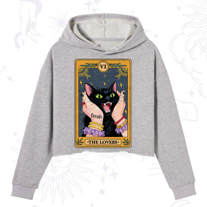 Purplehecate The Lovers Tarot Feral Cat Crop Hoodie
