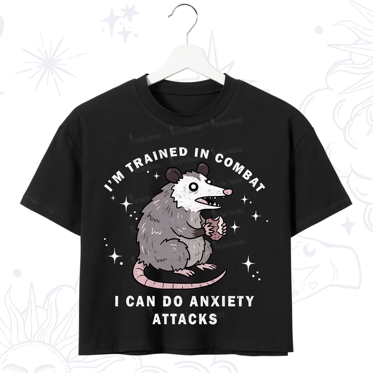 Purplehecate Anixety Attack Opossum Crop T-Shirt