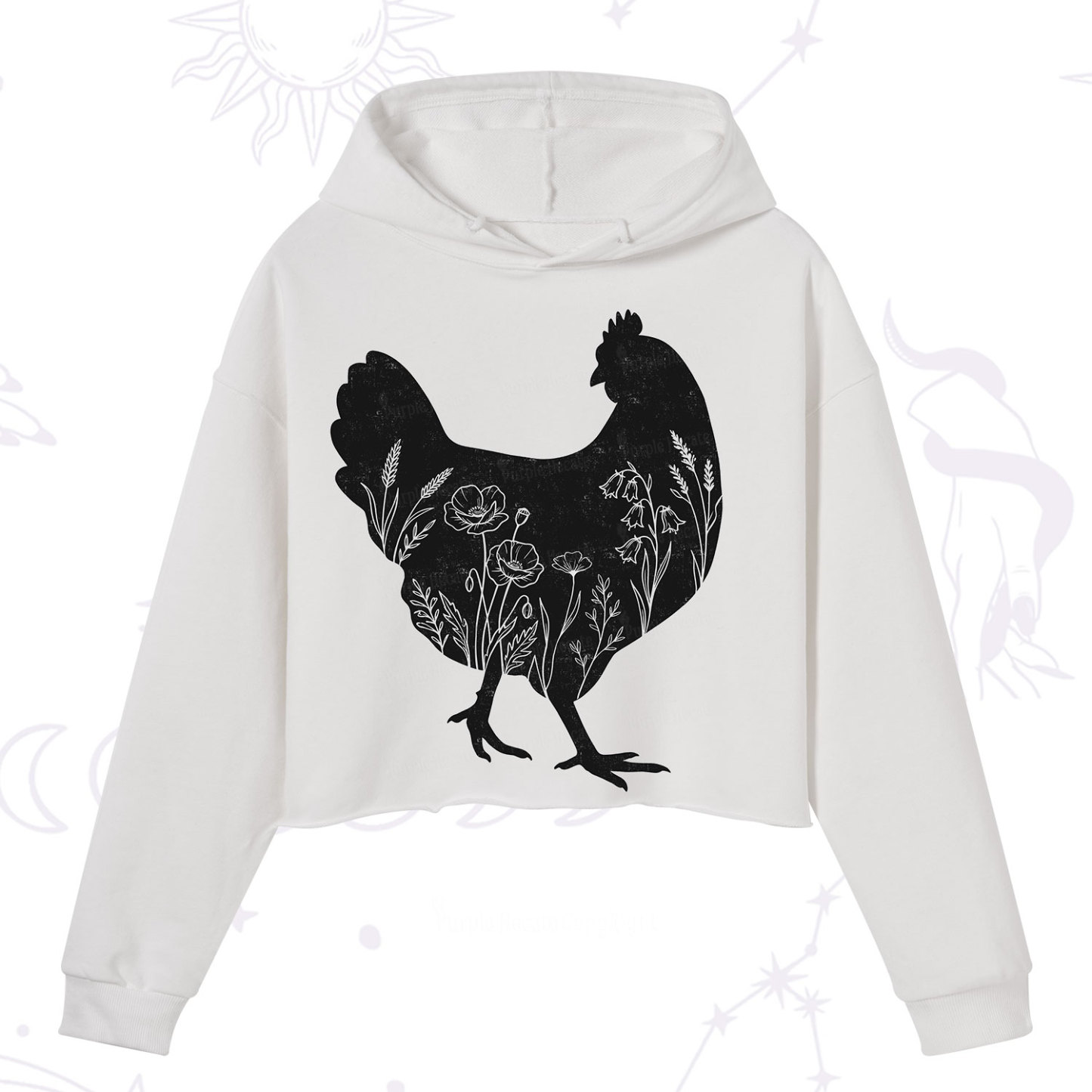 Purplehecate Floral Chicken Crop Hoodie