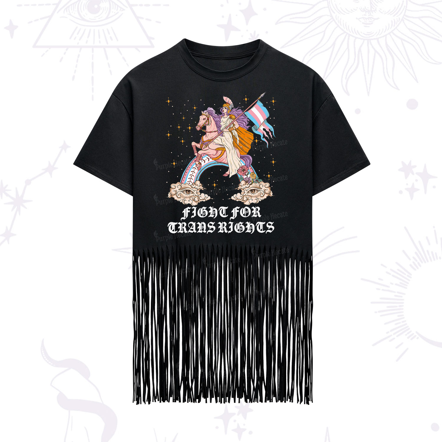 Purplehecate Fight for Trans Rights Knight Fringe Hem T-Shirt