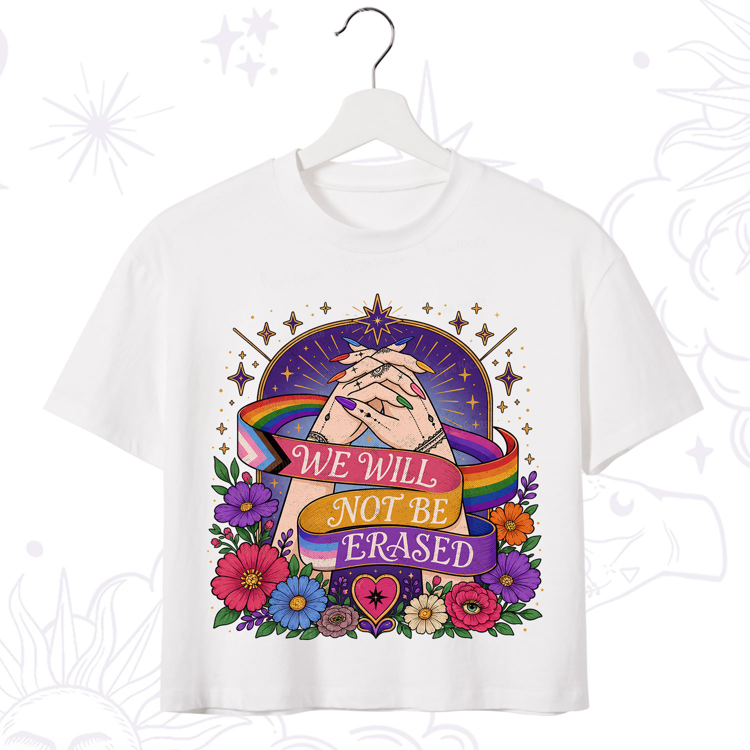 Purplehecate We Will Not Be Erased Pride Crop T-Shirt