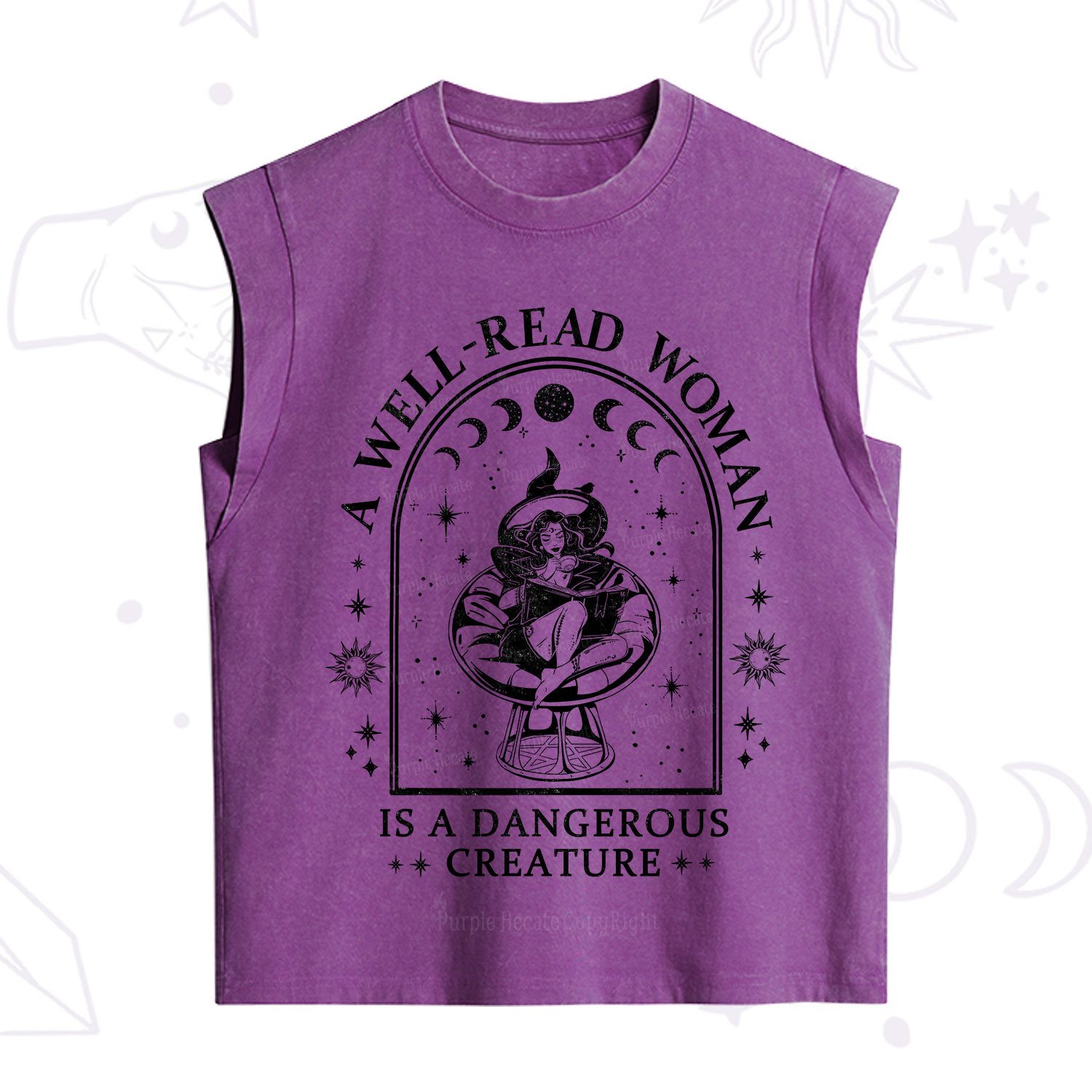 Purplehecate A Well Read Woman Bookish Vintage Washed Tank