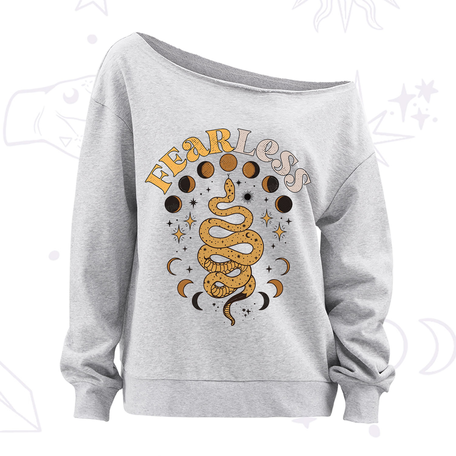 Purplehecate Fearless Serpent of the Moon Phases Off The Shoulder Sweatshirt
