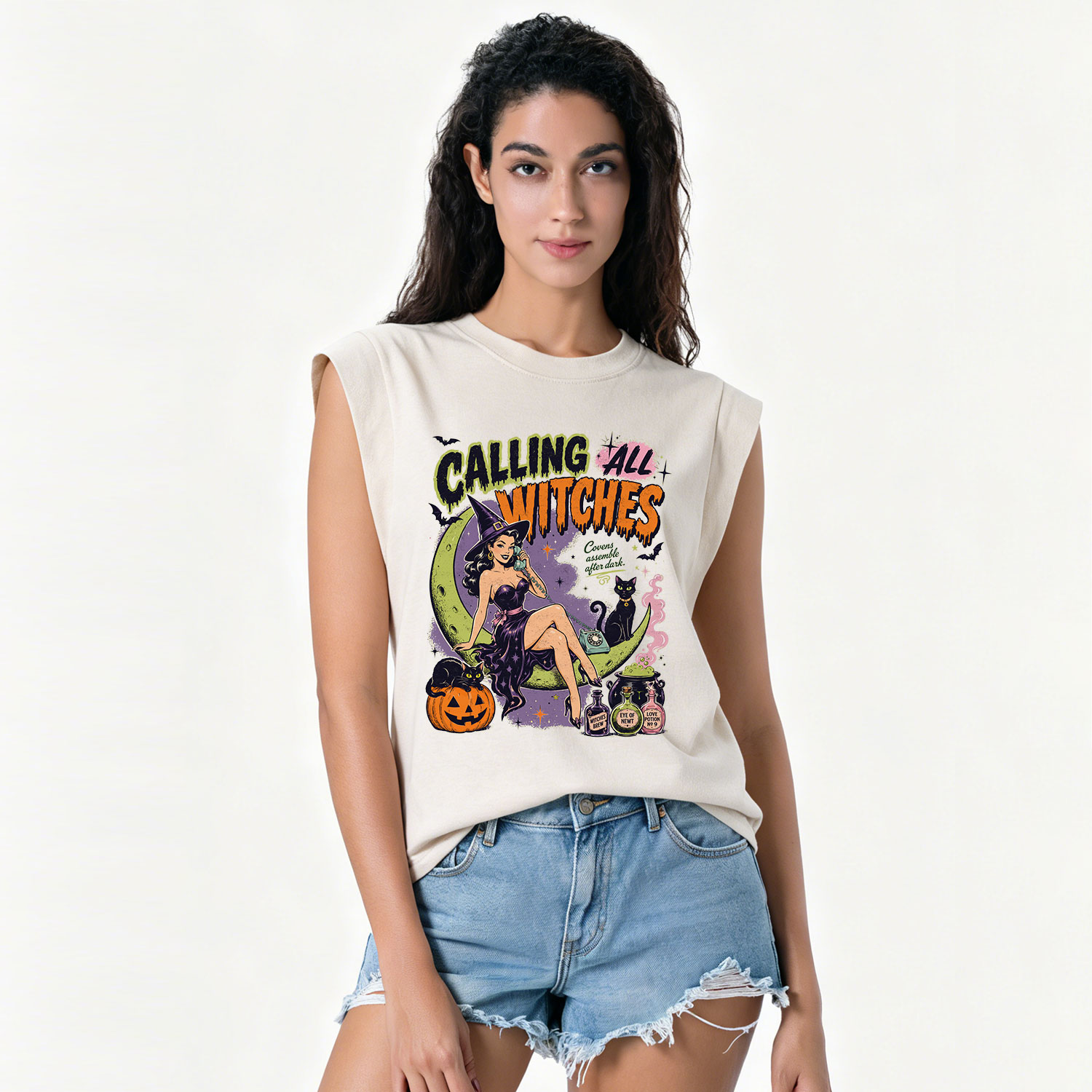 Purplehecate Calling All Witches Halloween Vintage Washed Tank