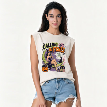 Purplehecate Calling All Witches Halloween Vintage Washed Tank