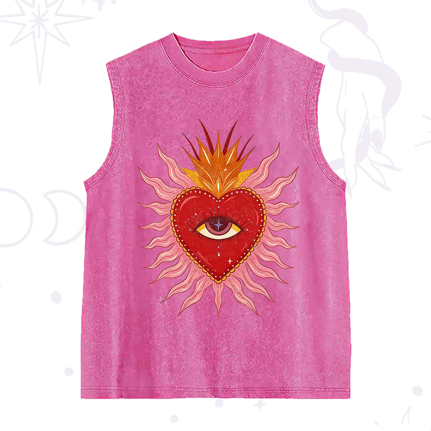 Purplehecate Sacred Flame Heart Washed Tank