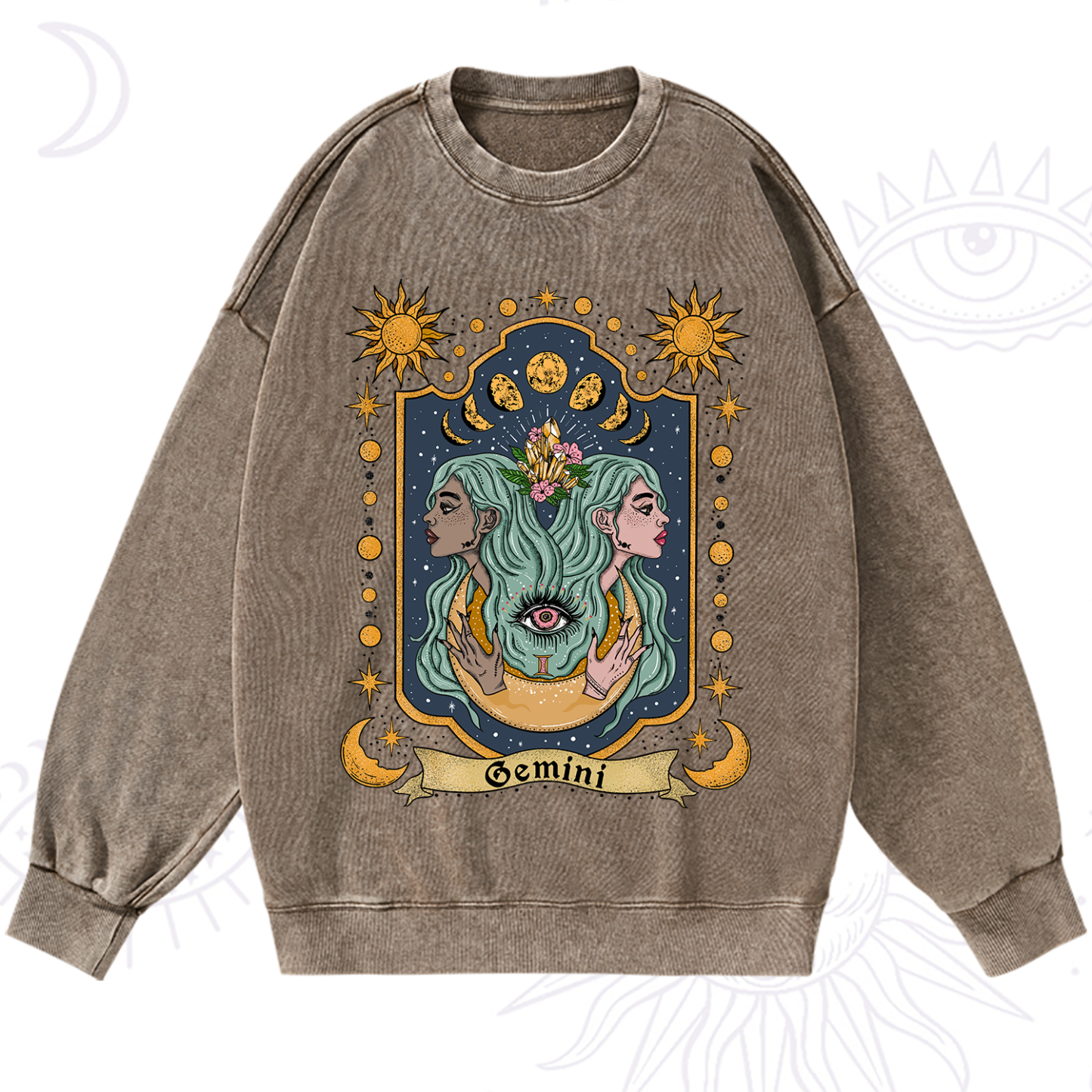 Purplehecate Gemini Zodiac Washed Sweatshirt