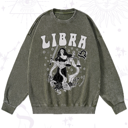 Purplehecate Libra Zodiac Glyphs Washed Sweatshirt