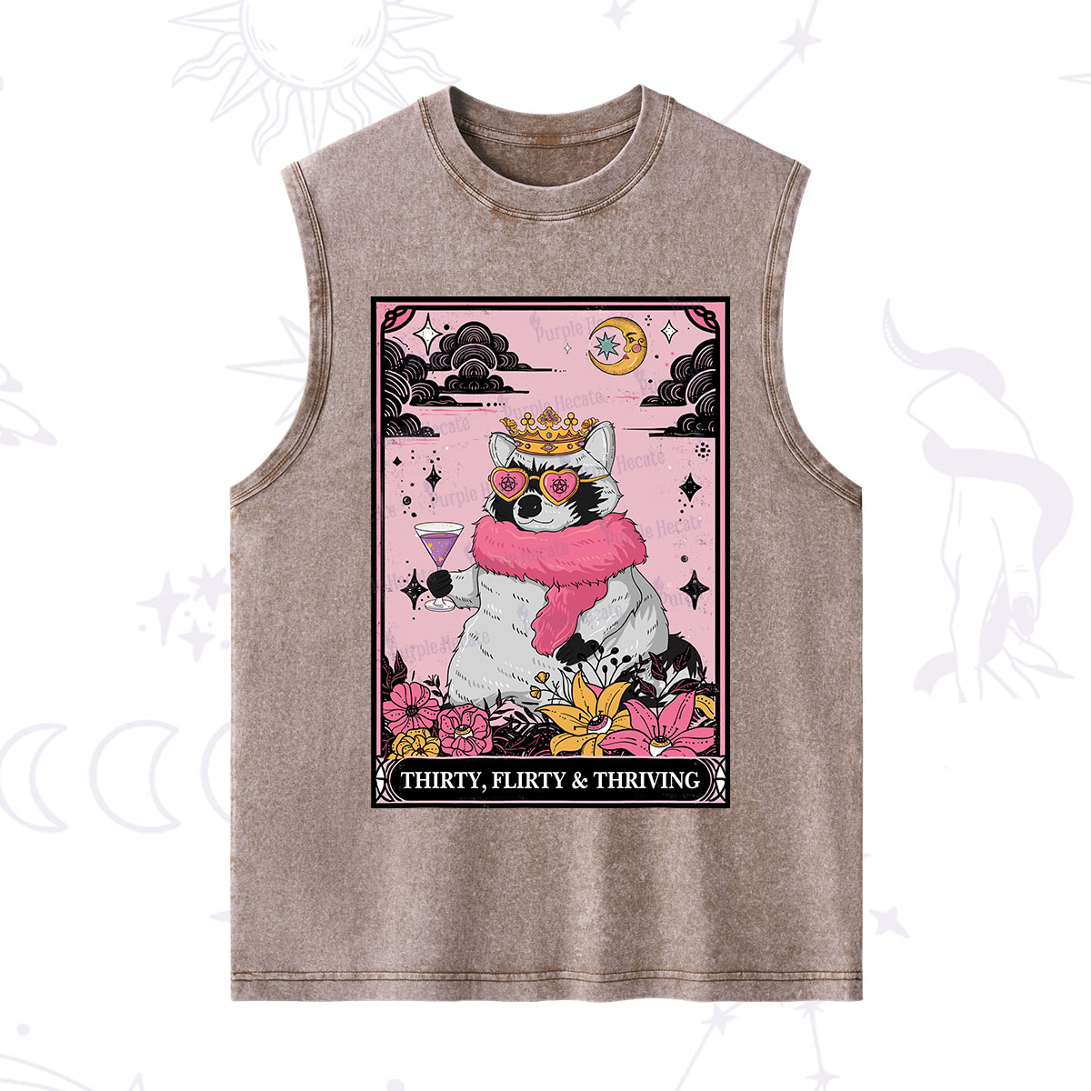 Purplehecate The Thirty Flirty Thriving Oracle Card Washed Tank